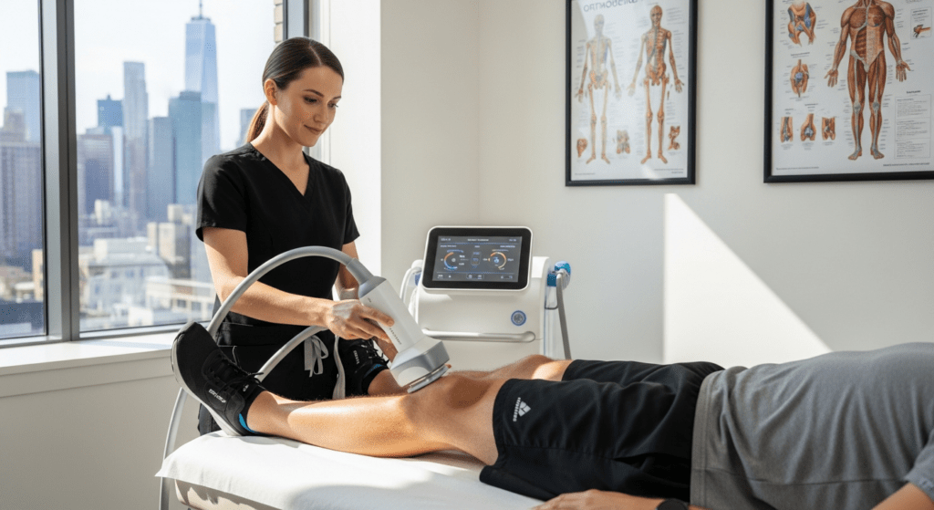 Shockwave therapy treatment session at City Integrative Rehabilitation NYC
